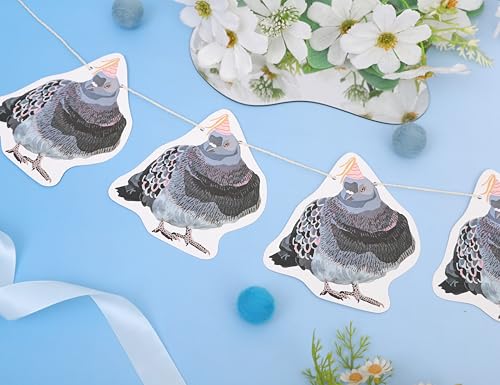 Pigeon Party Banner - Woodland Birthday Party Decorations, Woodland Animals Baby Shower Supplies, Pigeon Theme Garland Cake Smash Photo Props, Funny Pigeon Banner for Baby