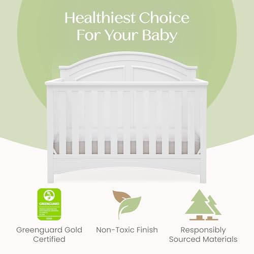 Delta Children Perry 6-in-1 Convertible Crib - Greenguard Gold Certified, Bianca White