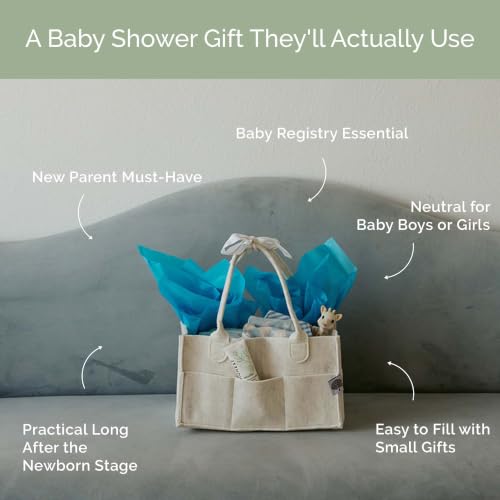 Parker Baby Diaper Caddy - Nursery Storage Bin and Car Organizer for Diapers and Baby Wipes - White, Large