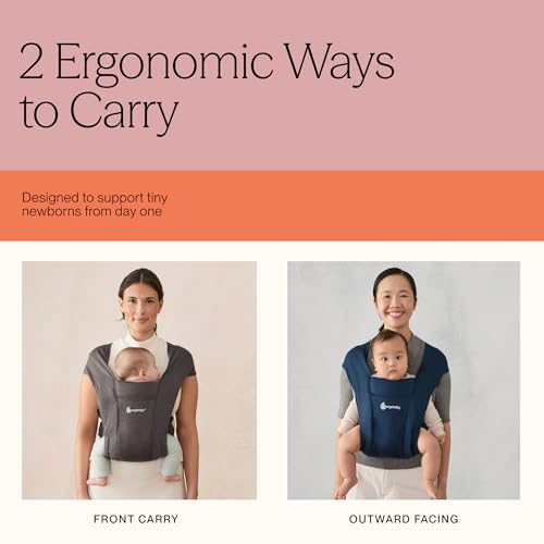Ergobaby Embrace Newborn Baby Carrier for Infants 0-12 Months (7-25 lbs) - Ergonomic 2-Position Infant Carrier with Head and Neck Support, Hip-Healthy Positioning - Cream