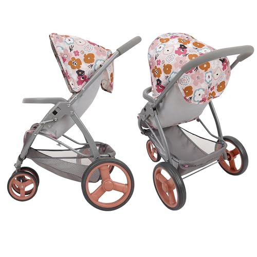 509 Crew: Melange Flora - Mabelle 3-Wheel Doll Jogger Stroller - Accessory for Dolls Up to 24", Large Canopy, Foldable Design, Kids Toy, Ages 3+