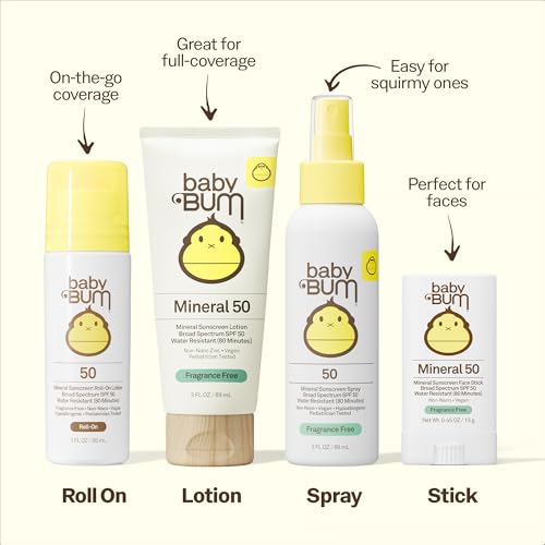 Baby Bum SPF 50 Sunscreen Spray - Mineral UVA/UVB Face and Body Protection for Sensitive Skin - Travel Size - 3 oz