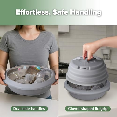 Haakaa Multipurpose Silicone Microwave Bottle Sterilizer&Steamer–Food-Grade Silicone Collapsible Microwave Sterilizer for Baby Bottles,Breast Pump Parts&Pacifiers and Accessories,Great For Home&Travel