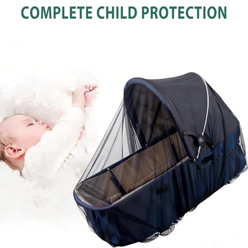 Baby Stroller Mosquito Net (2 Pack) - Durable Mesh Protection for Bassinets, Cradles, Playards, Pack N Plays & Portable Mini Cribs | Breathable Universal Fit Insect Barrier (Black)