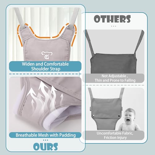 Baby Jumper, Baby Jumper Doorway with Adjustable Strap, Easy to Assemble, with a Soft Rug (Grey)