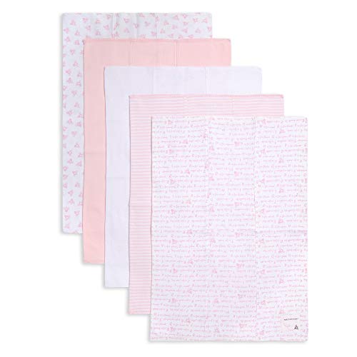Burts Bees Baby Infant Burp Cloths, 100% Organic Cotton Extra Absorbent Soft Fabric Drool Cloths, 5-Pack Newborn Must-Have Essential Large Burping Cloths, One Size 17 x 11.75 Inches