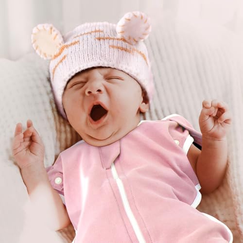 ANYEDDE 2-Pack Newborn Swaddle Sleep Bag- Arms Up Swaddle 0-3 Months, Baby Swaddles for Newborn, Cuff Removable Design, Pink Bunny Breathable Sleep with 2-Way Zipper