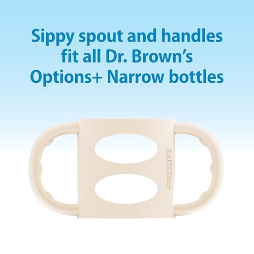 Dr. Brown's Milestones Narrow Sippy Spout Bottle with 100% Silicone, Easy-Grip Handles and Soft Sippy Spout, 8oz/250mL, Light Pink and Ecru, 2-Pack, 6m+