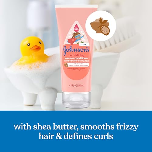 Johnson's Kids' Curl Defining Leave-In Conditioner with Shea Butter, Smooths Frizz & Defines Waves & Curls for 24 Hours, Hypoallergenic, 6.8 fl. oz