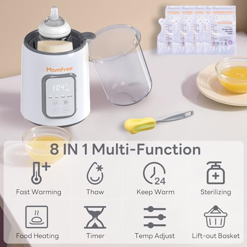Bottle Warmer, 8-in-1 Fast Baby Bottle Warmer, Grey | for Breastmilk and Formula, Accurate Temperature Control, Automatic Shut-Off, Multifunctional for All Bottles