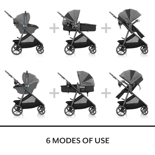 Evenflo Shyft Intuiti Travel System Featuring LiteMax NXT Preemie and Infant Car Seat with SensorySoothe (Eclipse Black)