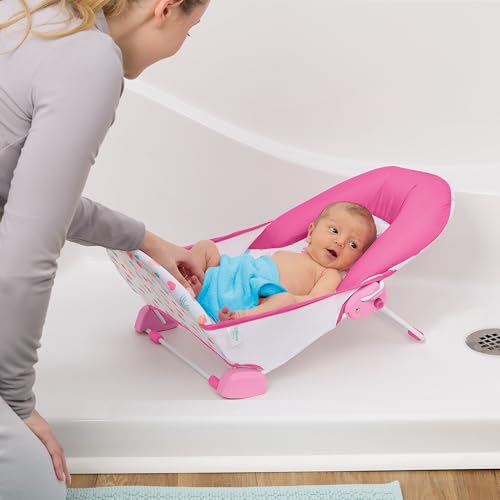 Bright Starts Disney Baby Minnie Mouse Foldaway 2-Position Baby Bath Seat, Adjustable Support for Sink or Bathtub, Ages 0-6 Months up to 20 Pounds, Machine-Washable Sling