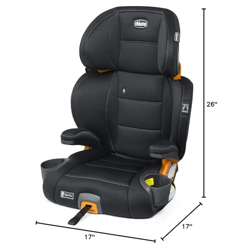 Chicco KidFit ClearTex Plus 2-in-1 Belt-Positioning Booster Car Seat, Backless and High Back Booster Seat, for Children Aged 4 Years and up and 40-100 lbs., Obsidian/Black