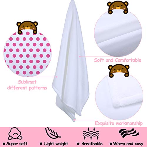 Boao 2 Pieces Flannel Fleece Sublimation Baby Blankets 30 x 40 Inch Blank White Baby Receiving Blanket Fuzzy Soft Warm Blanket Infant Newborn Blankets for Crib Stroller DIY