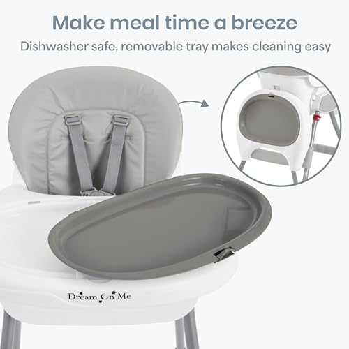 Dream On Me Portable 2-in-1 Tabletalk High Chair, Convertible Compact High Chair, Light Weight Portable Highchair, Grey