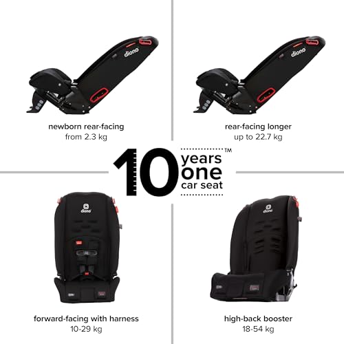 Diono Radian 3R, 3-in-1 Convertible Car Seat, Rear Facing & Forward Facing, 10 Years 1 Car Seat, Slim Fit 3 Across, Jet Black