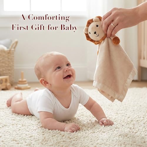 Pro Goleem Lion Security Blanket, Soft Lovey Unisex Lovie Baby Gift for Newborn Boys and Girls Snuggle Toy Stuffed Animal 16 Inch
