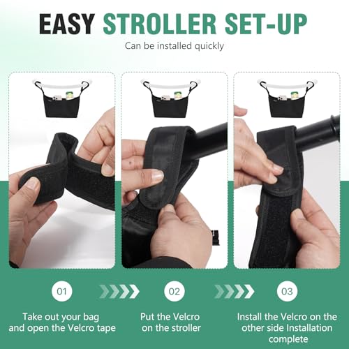 Vehequny Stroller Caddy, Universal Stroller Organizer,600oz Large Storage Stroller Organizer Bag Fits for Uppababy, Baby Jogger, Britax, BOB, Cruz, Minu, G-Series ,Most Strollers