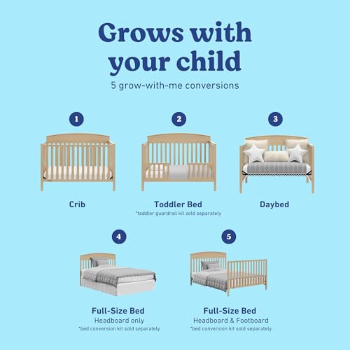Graco Benton 5-in-1 Convertible Crib – GREENGUARD Gold Certified, Converts from Baby Crib to Toddler Bed, Daybed and Full-Size Bed, Fits Standard Full-Size Crib Mattress (Driftwood)
