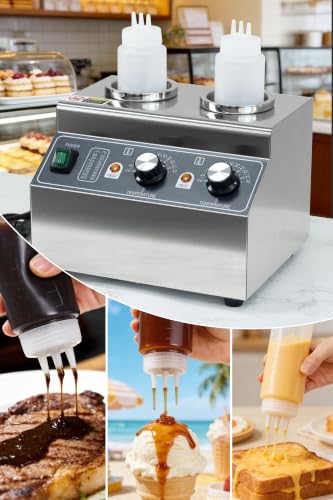 Electric Cheese Sauce Warmer Nacho Cheese Dispenser Warmer ， Commercial Cheese Dispenser, Hot Fudge Bottle Warmer for Cheese Chocolate Hot Fudge Caramel 86-185℉ 110V