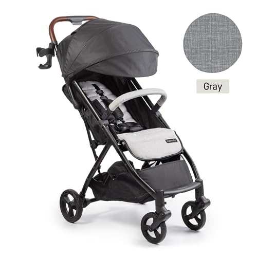 Ingenuity 3Dquickclose CS+ Compact Fold Stroller – Lightweight Stroller with Oversized Canopy, Extra-Large Storage and Compact Fold, Gray