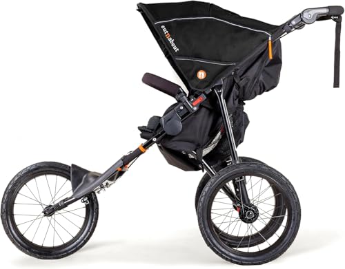 Out’n’About Nipper Sport Jogging Stroller | Lightweight All-Terrain 3-Wheel Stroller | Rain Cover Included | 16” Air-Filled Tires, Suspension, Handlebar Brake | Newborn to 4 Years | Summit Black
