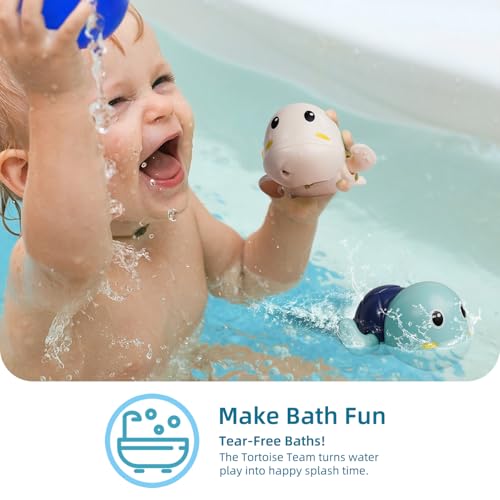 LiKee Bath Toys 3 Pack with 3 Colors | Cute Swimming Turtles Wind Up Toys for Baby Toddlers 1+ Years Old | Floating Bath & Pool Toys for Kids Age 1-3-5 | Baby Shower & Birthday Gift (Boys Girls)