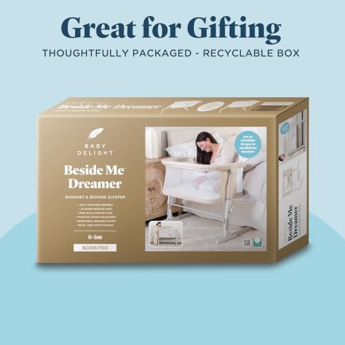 Baby Delight Beside Me Dreamer Bassinet | Bedside Sleeper & Baby Bassinet | 6-Position Height Adjustment | Organic Oat