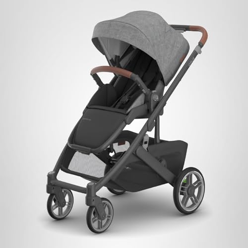 UPPAbaby Cruz V3 Stroller - from Birth + Car Seat Compatible - Full-Size, Reversible Seat - Infant Insert, Bug and Rain Shields Included - Greyson (Charcoal Mélange/Carbon Frame/Saddle Leather)