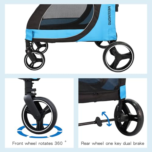 MekkMomo Pet Stroller for Large Dogs, All Terrain 4 Wheels for Jogging Running, Dog Stroller for Large Dogs Up to 88lbs, Foldable Dog Strollers with Adjustable Handle & Breathable Mesh