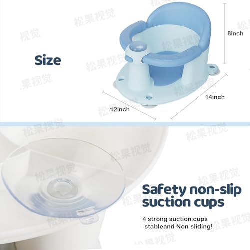 Baby Bath Seat for Babies 6 Months & Up - Baby Bath Seats for Babies Sitting Up | Non-Slip Baby Bath Chair with Cushion & Suction Cup | Toddler Bath Seat Newborn Infants Baby Bathtub Seat (Blue)
