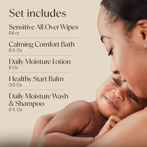 Aveeno Baby Welcome Little One Gift Set, Baby Essentials Set with Daily Moisture Wash and Shampoo, Calming Comfort Bath, Sensitive All Over Wipes, Body Lotion, & Healthy Start Balm, 5 Items