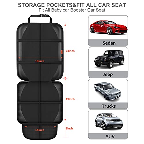 XHYANG Car Seat Protector,Auto Car Seat Protectors Baby Carseat Waterproof & Durable 600D Fabric for Child Baby Car Seat Mat Vehicle Pet Cover 2 Storage Pockets (2 Pack)