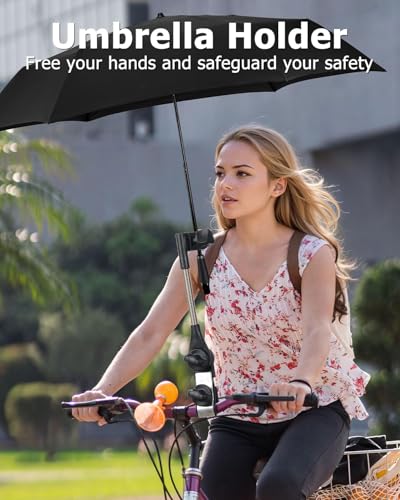 nediea Umbrella Holder for Stroller, Baby Stroller Umbrella Attachment, Umbrellas Connector Clip to Handlebar, 360 Degree Adjustable Universal Clamp for Golf Cart,Wheelchair, Beach Chair,Fishing
