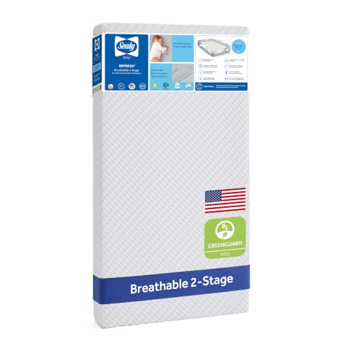 Sealy Baby Infant and Crib Mattress - Refresh 2 Stage, Breathable and Waterproof, GREENGUARD Gold Certified, Made in USA