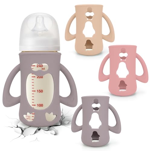 BUSOHA 3 Pack Silicone Sleeves for Pigeon 8oz Baby Bottle