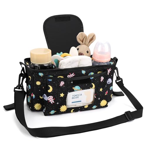 Accmor Universal Stroller Organizer with Insulated Cup Holder and Shoulder Strap, Stroller Bag Caddy Organizer Stroller Accessories for Uppababy, Baby Jogger, Nuna, Doona, Britax Strollers
