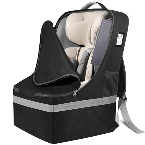Padded Car Seat Travel Bag For Airplane: Backpack Car Seat Cover for Air Travel, Carseat Bag With Shoulder Strap for Infant Car Seats, Boosters & Carriers, Flying Accessories For Gate & Baggage Check