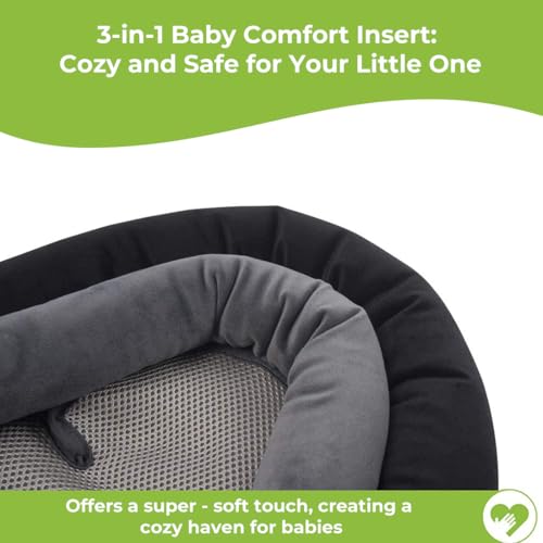 COOLBEBE Upgraded 3-in-1 Babybody Support for Newborn Infant Toddler - Extra Soft Car Seat Insert Cushion Pad, Perfect for Carseats, Strollers, Swings, Black
