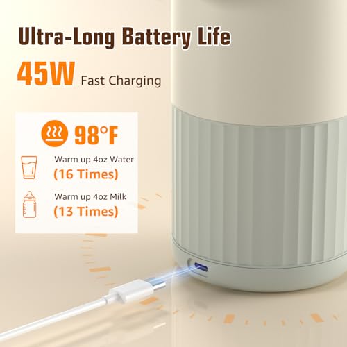 UKEXE Portable Bottle Warmer for Breast Milk,Formula or Water 13oz Large Capacity,100W Power Fast Warming & Precise Temp Control Baby Milk Warmer for Travel
