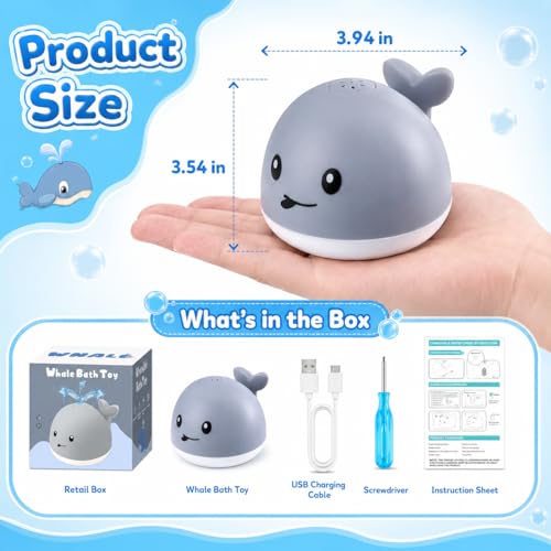 Gigilli Baby Bath Toys, Light up Bath Toys for Kids Ages 1-3, Pool Water Toys 1 Year Old Boys Girls Gifts, 6-12-18 Months Baby Whale Bath Toy Sprinkler, Toddler Fountain Bathtub Water Table Toy