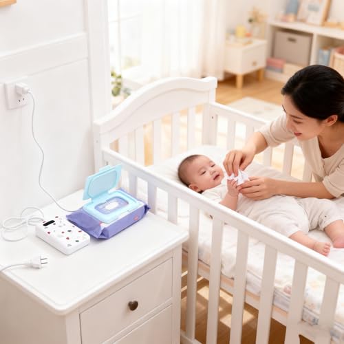 Baby Wipe Warmer, Portable USB Temperature Control, Diaper Wipe Heater, Double Layer Cover for Newborns Parents Diaper Changes Travel Home use