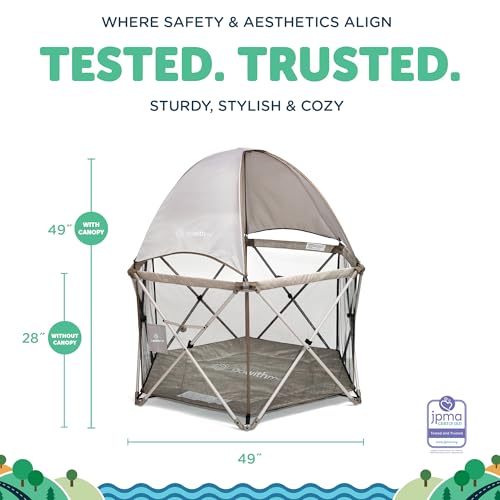 Baby Delight Go with Me Eclipse Deluxe Portable Playard | Playpen | Sun Canopy | Indoor and Outdoor | Ultra Padded Nylon Floor | Sandstone