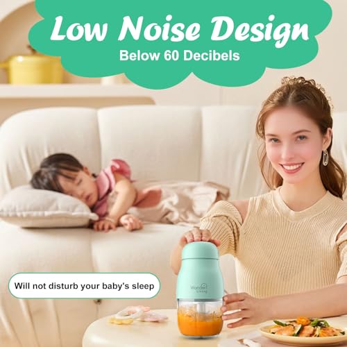 Wonder Living Baby Food Maker with Glass Cups & Freezer Tray, Compact Baby Processor for Smoothies, Hands-Free One-Touch, 230W Motor