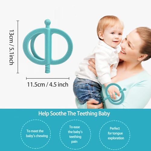 CFTONE Baby Teething Toy, Nipple-Shaped with Easy-Hold Handle, Anti-Choking Design for Teething Relief, Teethers for Babies 0-36 Months, Textured Chewing Toys for Infants Toddlers (Pink+Grey)