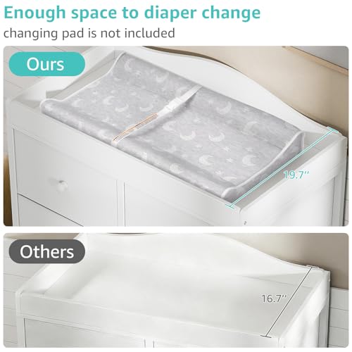 BOLUO White Changing Table Dresser with 6 Drawers Baby Dresser with Changing Table Top Diaper Changing Station with Storage for Nursery Modern