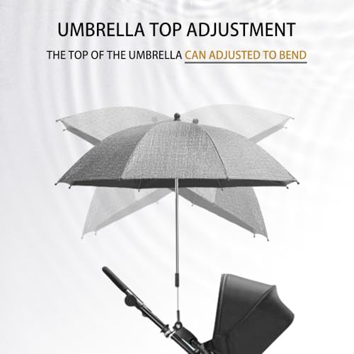 Nakazawa Umbrella Baby Stroller Convenient and Lightweight, Clip-On, Adjustable Steering, The top of the Umbrella can Adjusted to Bend, Universal,Attachment for Sun Protection Cowboy Grey