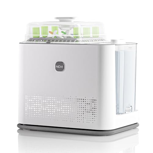 NCVI Large Baby Bottle Washer Sterilizer and Dryer Holds 6 Bottles & Pump Parts, Hospital-Grade Steam Sanitizer for Newborn & Multiple Feedings, Clean Machine for Busy Moms