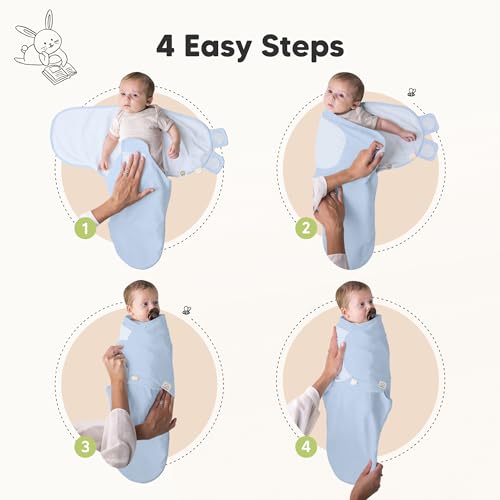 KeaBabies 3-Pack Organic Baby Swaddles for Newborns (ABC Land Cloud, 0-3M)