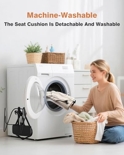 Feeplas Baby Bouncer, Bouncer Seat for Babies 0-12 Months, Ergonomic Rocking Chair with Detachable Hanging Bar, 3-Height Adjustments, Foldable & Portable Infant Rocker, Machine Washable Fabric, Beige